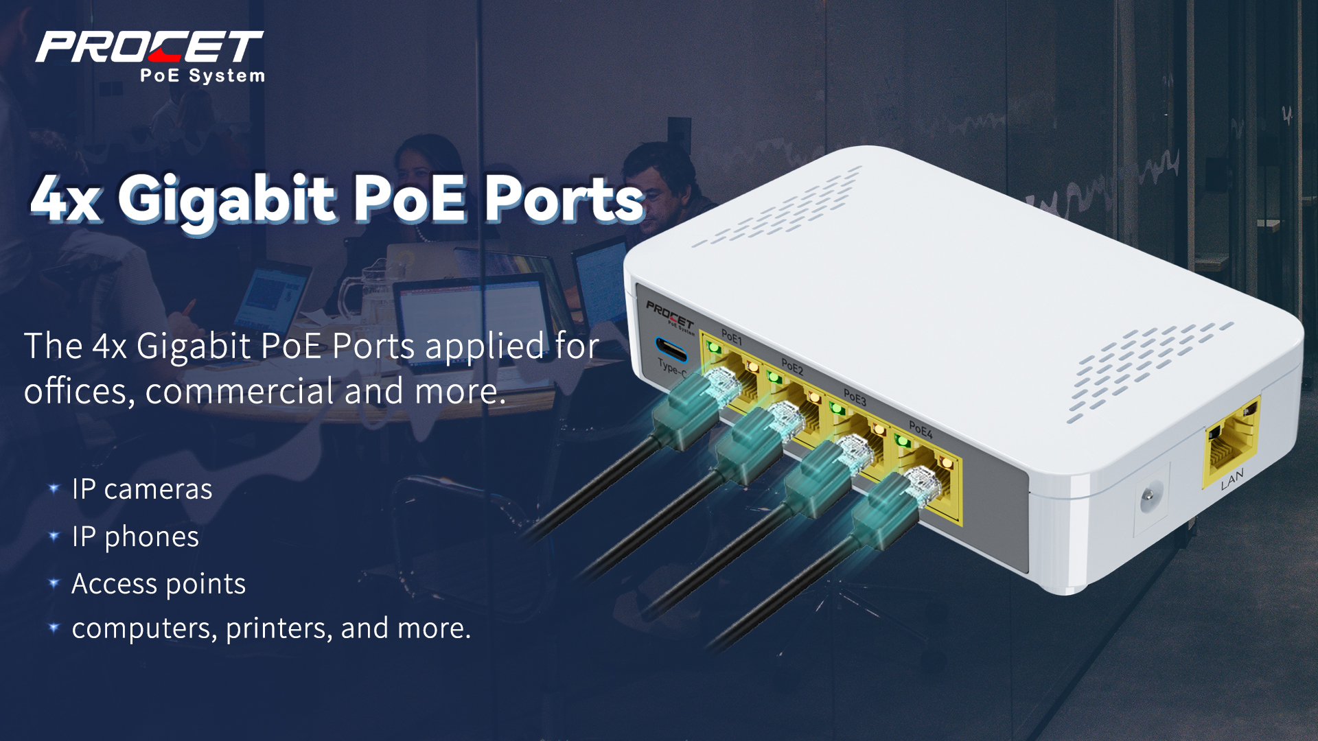 PROCET 4-Port Gigabit PoE Switch