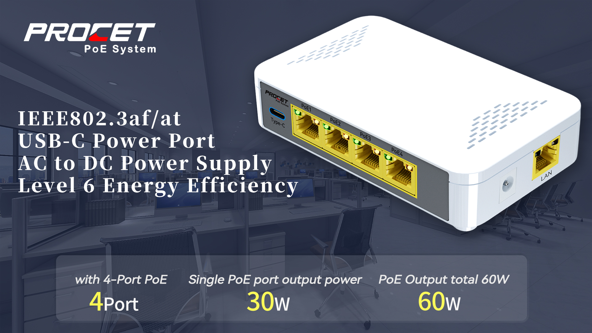 PROCET USB-C PoE Swtich