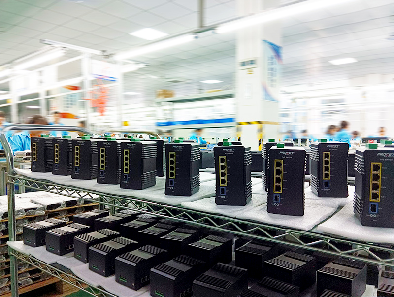 PROCET Industrial grade PoE Switch Mass Production in factory