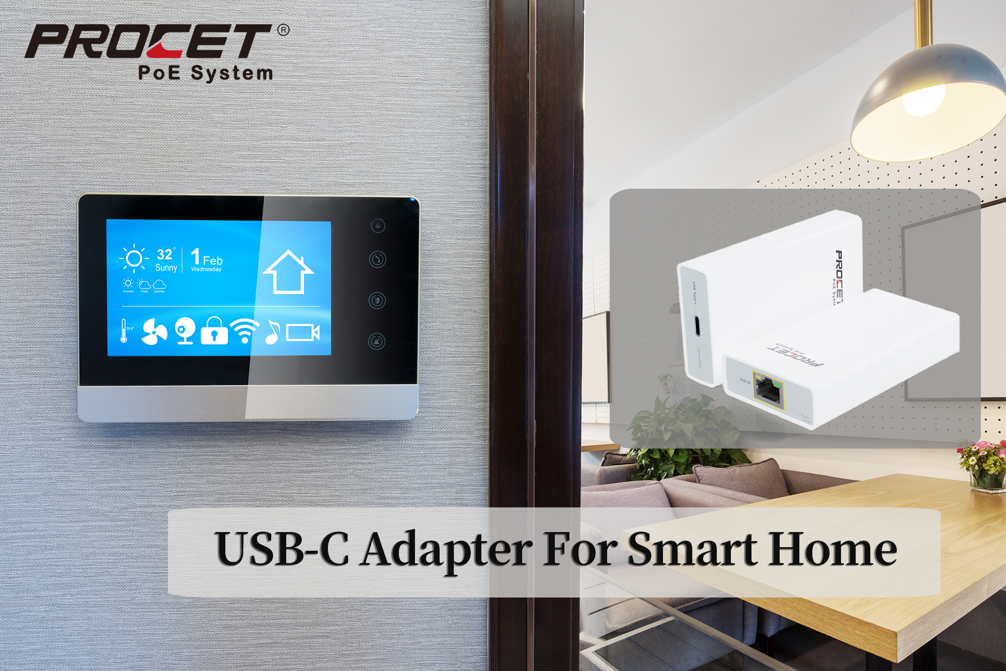 PROCET PoE USB-C Splitter use for smart home