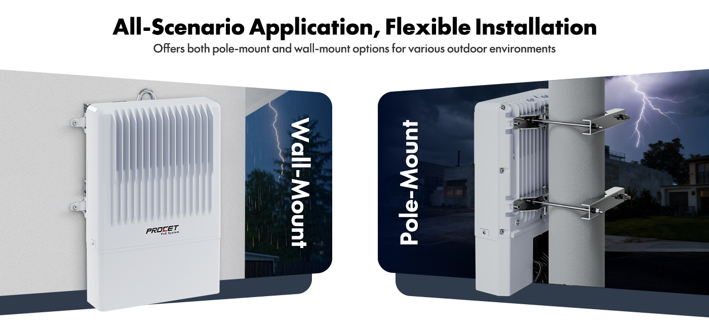 PT-POS8PB2SM-RS-OT Outdoor Waterproof 8-Port PoE Switch Easy Smart Managed