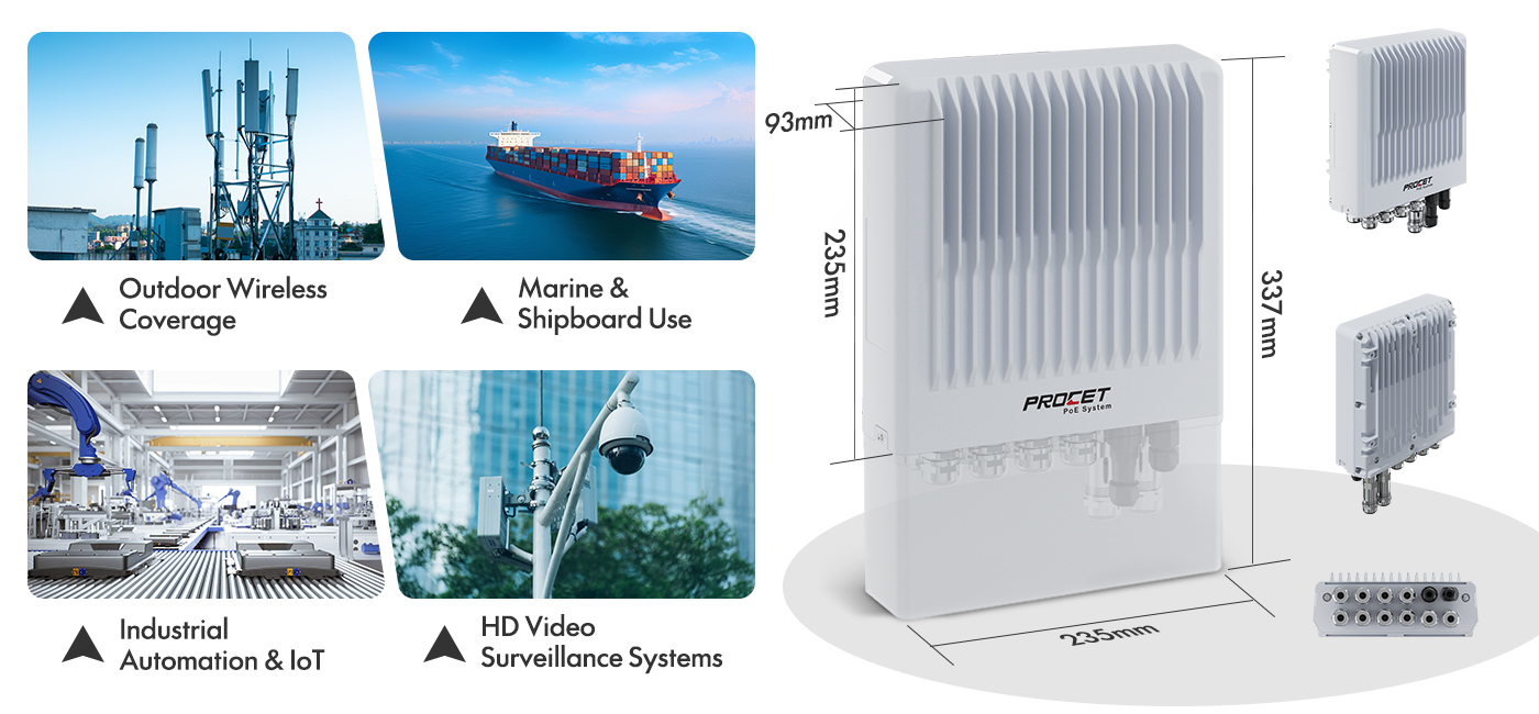 PT-POS8PB2SM-RS-OT Outdoor Waterproof 8-Port PoE Switch Easy Smart Managed