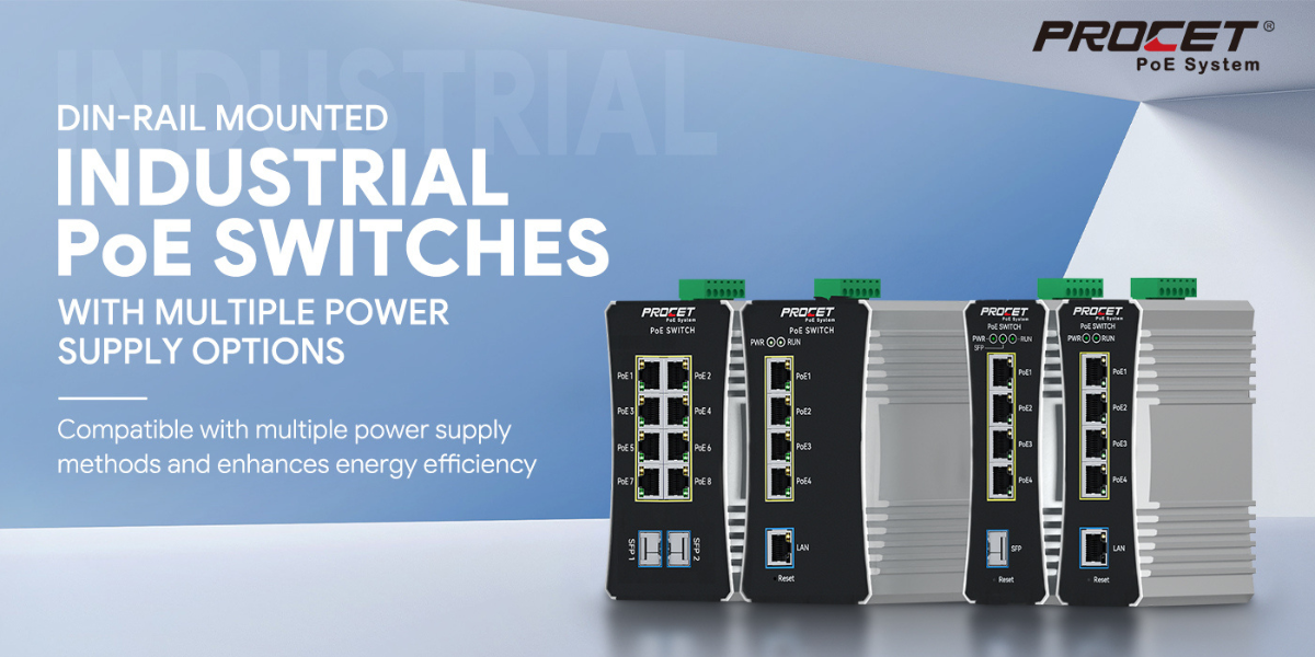 PROCET PT-PIS4PB1T-AC-M Industrial PoE Switch 4x90W 802.3bt AC DC Wide Temp