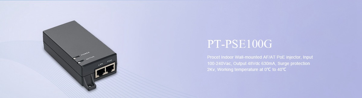 PT-PSE100G 802. 3at PoE injector