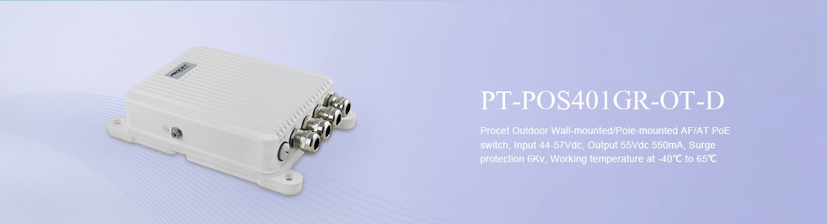 PT-POS401GR-OT-D Waterproof Outdoor PoE Switch 44-57Vdc/95-120W/PoE++ Input,3x802.3at PoE Ports Output