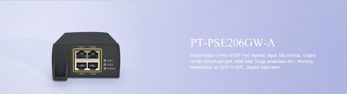 PT-PSE206GW-A Indoor 2-Port PoE Injector