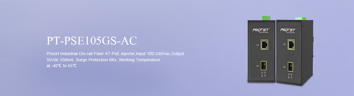 PT-PSE105GS-AC Indoor Fiber PoE Media Converter