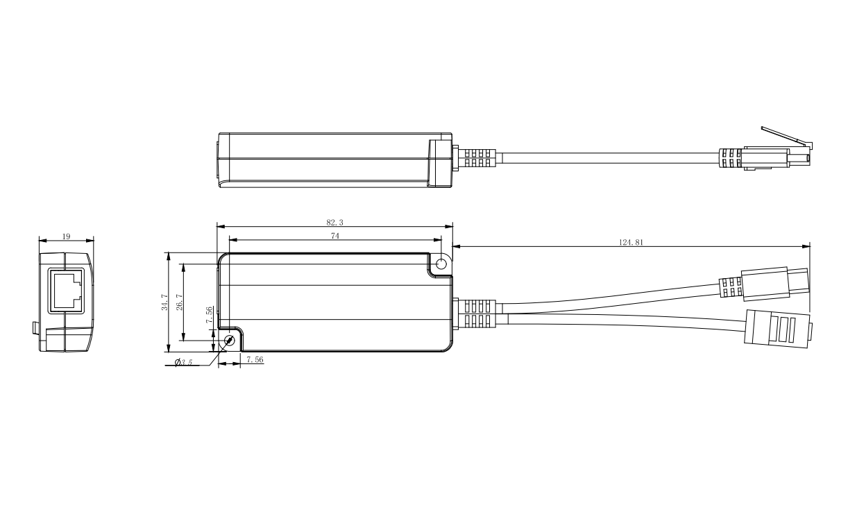 PTC-AF-5V PoE to USB-C Splitter