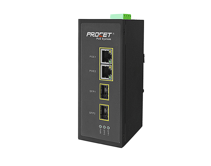 PT-PIS2PW2S-E 2-port SFP DIN PoE Injector