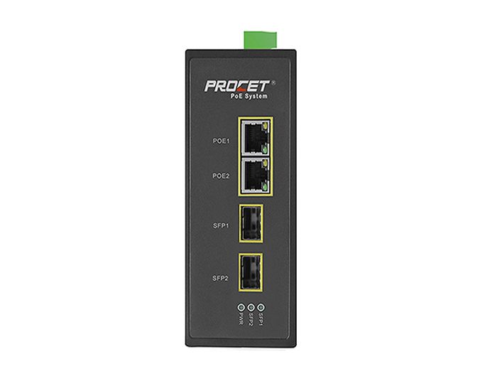 PT-PIS2PW2S-E 2-port SFP DIN PoE Injector