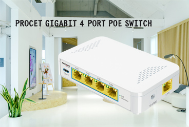 PROCET Gigabit 4 Port PoE Switch with USB-C Port