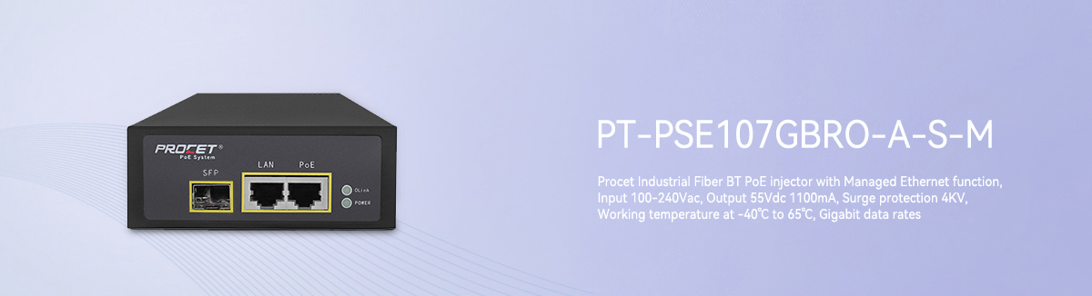 PT-PSE107GBRO-A-S-M Industrial Fiber BT PoE injector