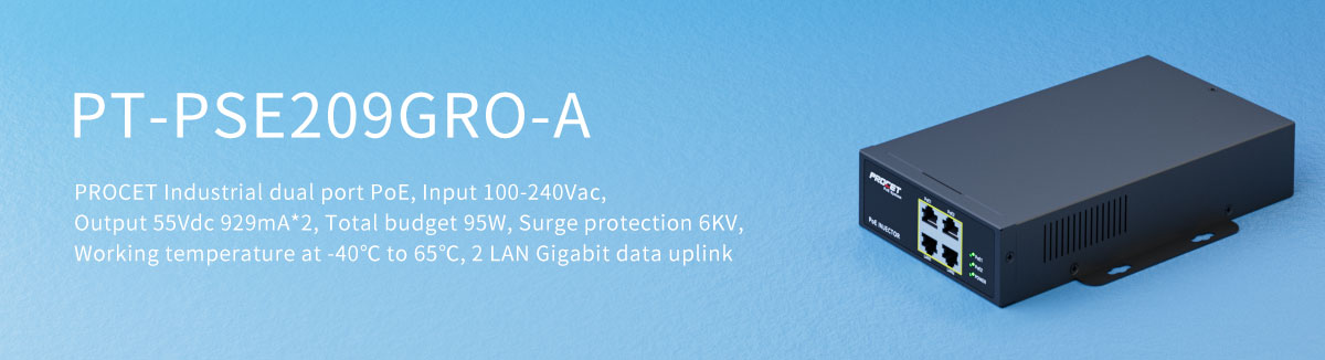 PT-PSE209GRO-A High power Gigabit PoE Injector