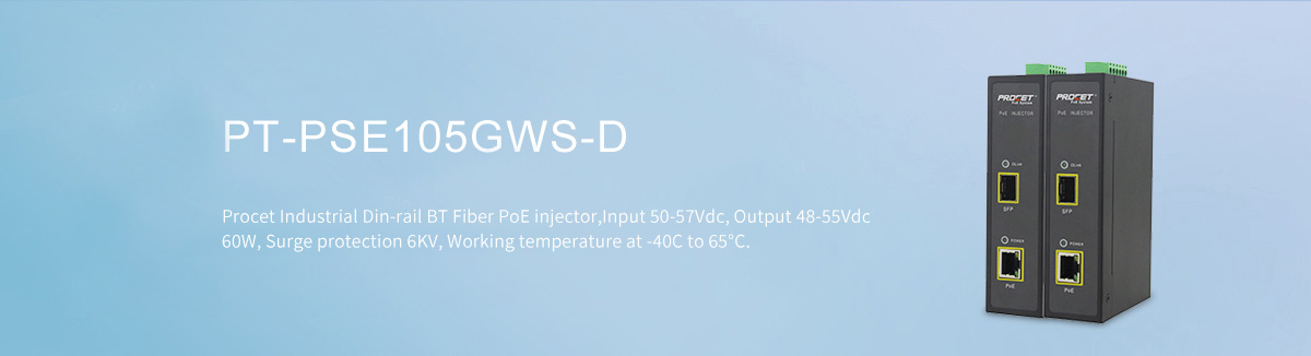 PT-PSE105GWS-D DIN Rail SFP 60W PoE Media Converter