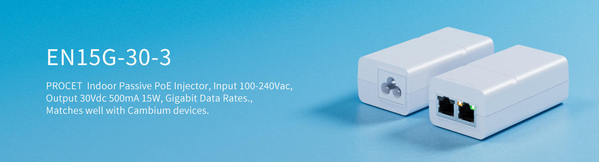 EN15G-30-3 Indoor 30V/15W PoE Injector for Cambium device