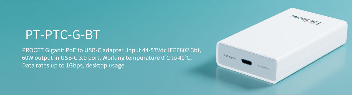 PT-PTC-G-BT 802.3bt gigabit PoE to USB-C adapter