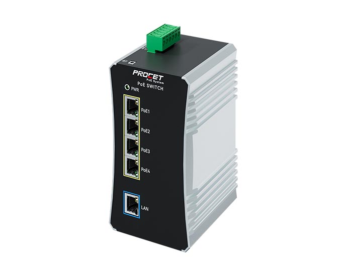 PT-PIS4PB1T-AC Industrial AC to DC PoE Switch 5-Port full Gigabit Ultra 160W
