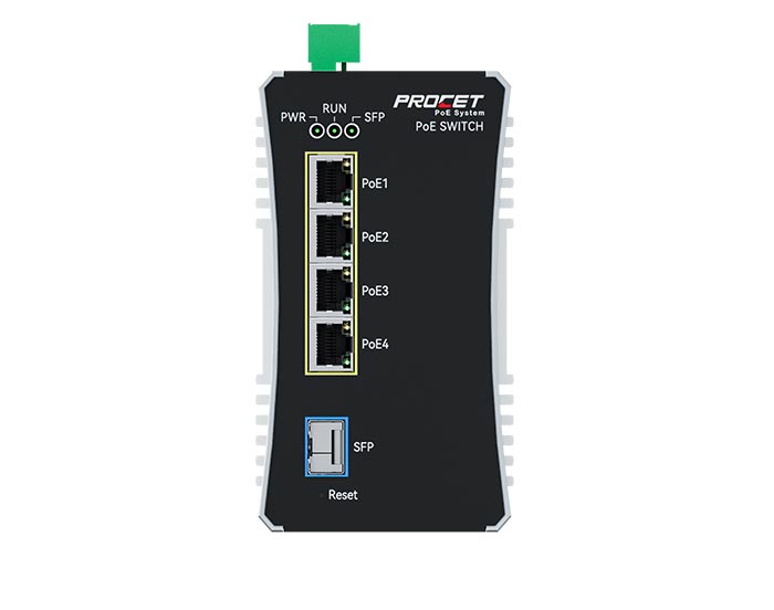 PT-PIS4PB1S-E-M Managed 24VDC 90W PoE Switch with SFP Fiber Uplink