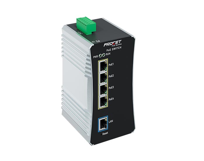 PT-PIS4PB1T-E-M Managed Industrial Din Rail 24VDC 5-Port 240W Switch