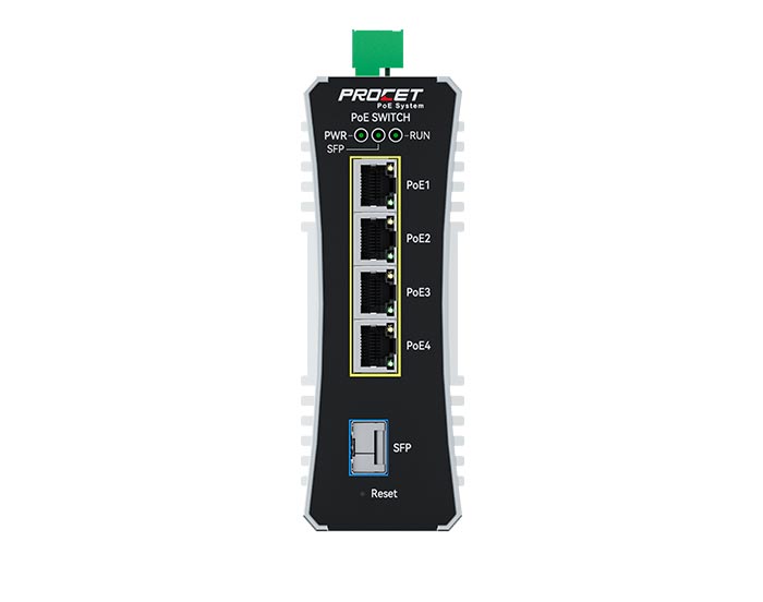 PT-PIS4PB1S-M DIN Rail Managed Multi-Port 802.3bt Fiber PoE++ Switch 360W