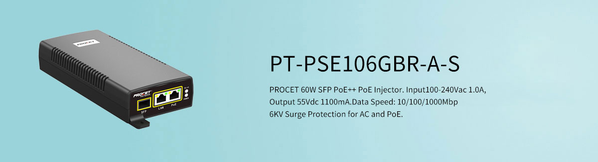 PT-PSE106GBR-A-S 60W Fiber PoE injector