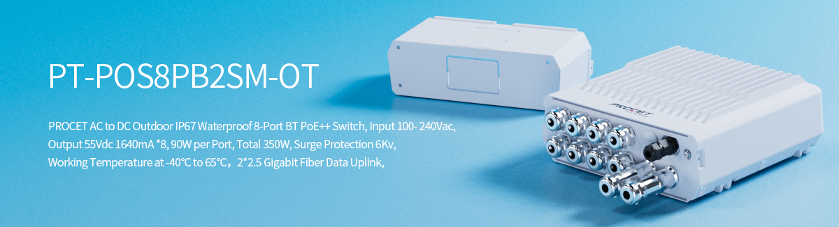 Outdoor 8 Port PoE Switch with 2 SFP Interfaces PT-POS8PB2SM-OT