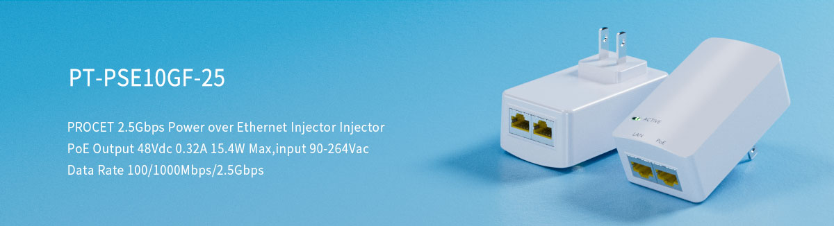2.5Gbps Power over Ethernet Injector-PT-PSE10GF-25