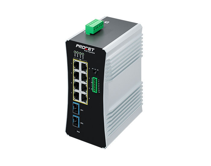 Industrial DIN-Rail PoE Switch PT-PIS8PB2SM-RS-E