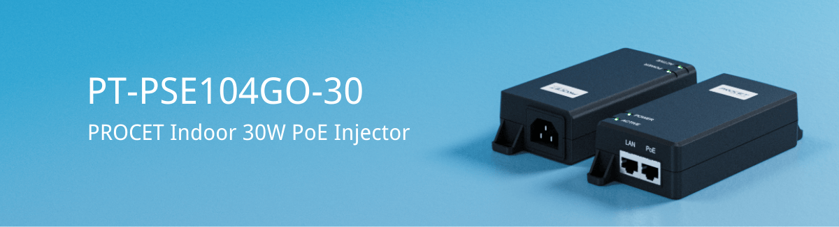PROCET PT-PSE104GO-30 Industrial 30W Indoor PoE Injector