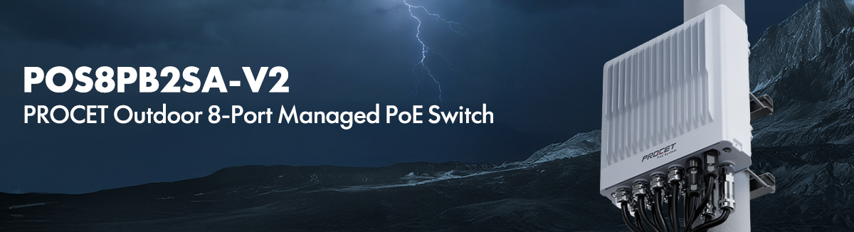POS8PB2SA-V2 Outdoor Waterproof 8-Port PoE Switch Easy Smart Managed
